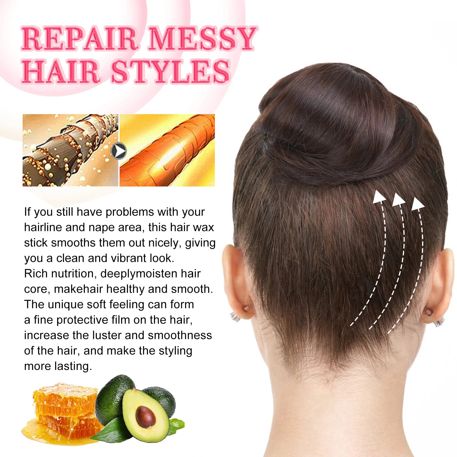 Hair Wax Pomade Broken Frizz Fixed Fluffy Hair Styling Greasy Gel Long-Lasting Hair Styling Not Tool Stick Hairs Care Cream