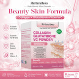 Collagen Peptides Glutathione Vitamin C Powder 30 Sachets, Marine Collagen Drink Mix for Beauty Wellness Support Adults 180g