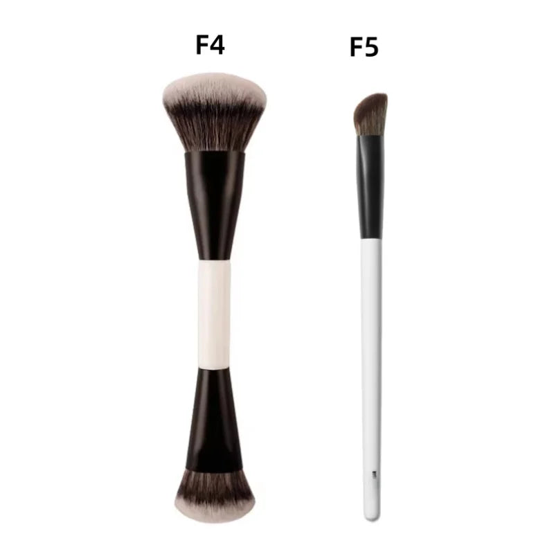 F4 Dual-Ended Foundation Face Brush Double-ended Powder Blush Contour and Eyeshadow Concealer Makeup Brushes