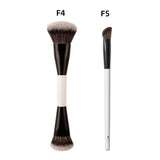 F4 Dual-Ended Foundation Face Brush Double-ended Powder Blush Contour and Eyeshadow Concealer Makeup Brushes