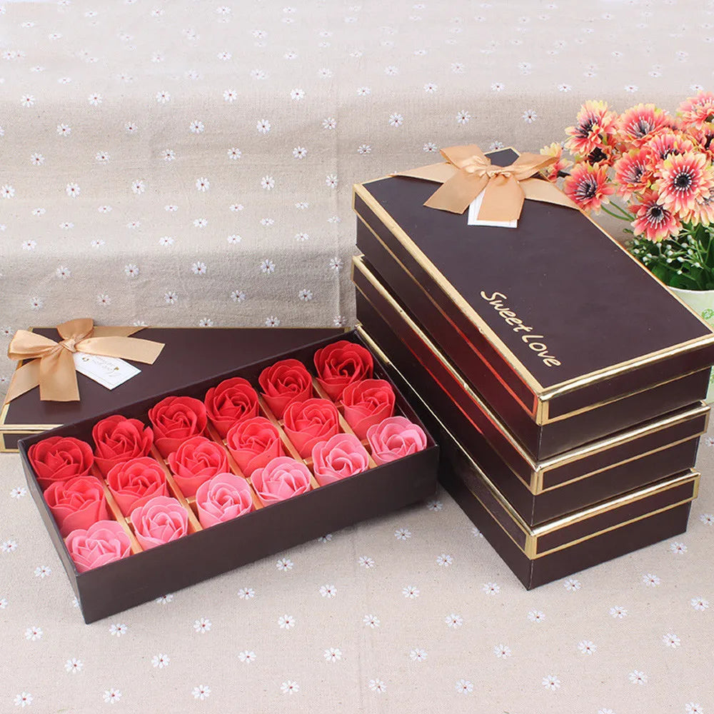 New In 18pcs Scented Rose Flower Petal Bath Body Soap Wedding Party Artificial Flowers Daily Necessities Free Shipping Items