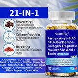 Vitamax 21-in-1 Supplement | NAD+ Resveratrol Collagen Berberine | Supports Hair, Skin, Nails, Joints, Anti-aging, Firming Skin