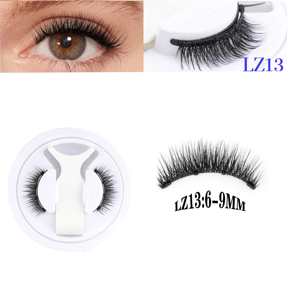 2 Pairs Magnetic Eyelash Natural Look Fluffy False Eyelashes Reusable Magnetic Eyelash Set with Applicator No Glue Need Makeup