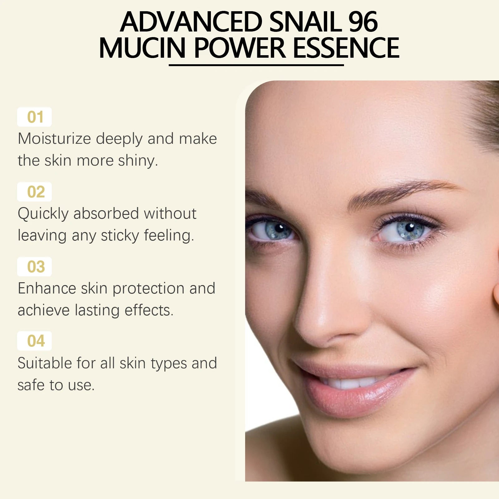 Snail Moisturizing Essence Water Hydrates and Moisturizes, Improves Skin Dryness, Brightening and Nourishing Facial Care Essence