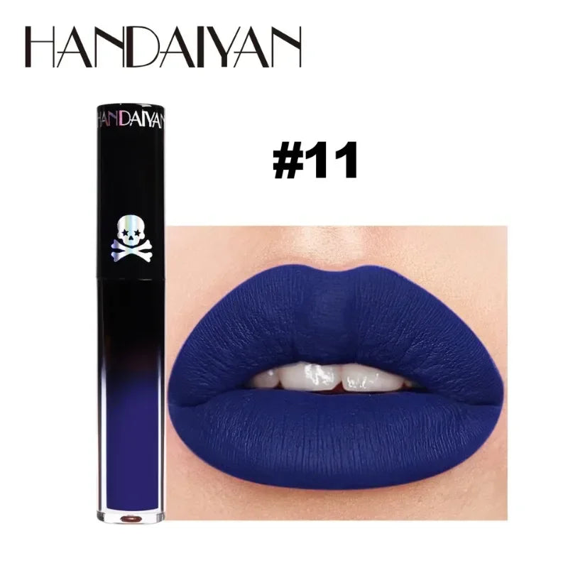 Halloween Goth Lipstick Set Long Lasting Smudgeproof Dark Matte Lip Gloss Velvet Lipsticks Black Liquid Lipstick for Halloween