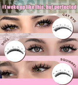 WOSHEER Manga Lash Clusters Kit Cat Lashes with Lash Bond & Seal Cluster Eyelash Extensions Mixed Tray Eyelash Clusters Kit