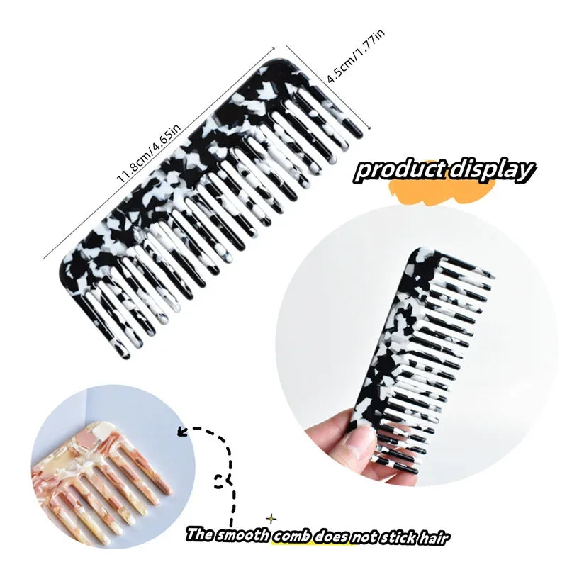 Korean Fashion Design Hair Comb Wide Teeth Acetate Hairdressing Comb Anti-static Massage Hairbrush Colorful Hair Styling Tools