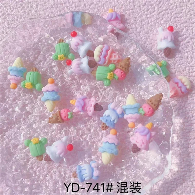 50pcs Vampire Nails Accessories Mixed Resin Ribbon Bow Camellia Tulip Heart Nail Art Charms Decorations Supplies Parts DIY Jewel