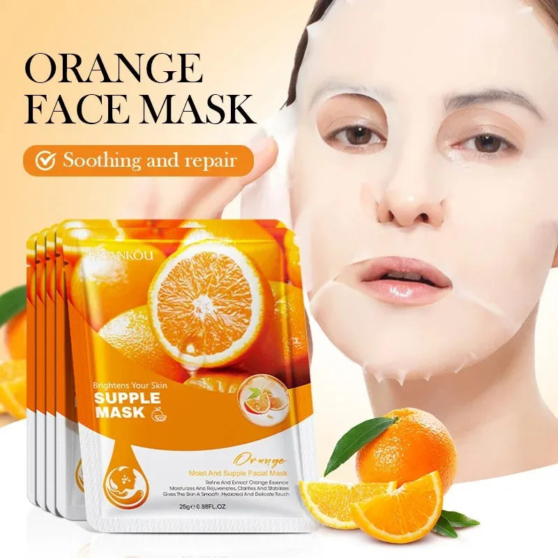 10Pcs Fruits Facial Masks for Face Skincare Moisturizing Brightening Hydrating Firmingface Mask Beauty Face Skin Care Products