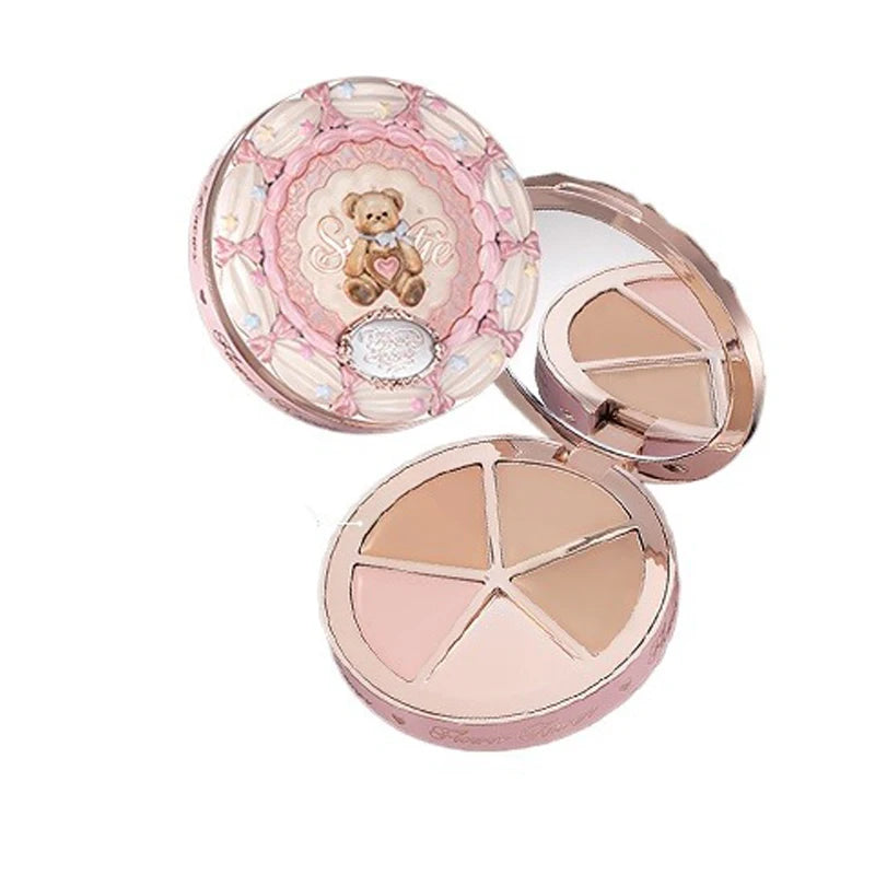 FLOWER KNOWS THE SWEETIE BEAR 4-Color Concealer Brighten Palette Covering Dark Circles Full Coverage Contouring Foundation