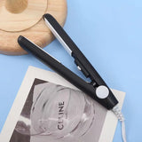 Electric Ceramic Mini Hair Straightener Unisex Portable Flat Iron Wet/Dry Straightening Curling Irons Black FastHeat Hair Curler