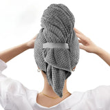 Super Absorbent Elastic Band Head Towel for Women's Hair Drying - Extra Large Microfiber Hair Towel Wrap with Headband
