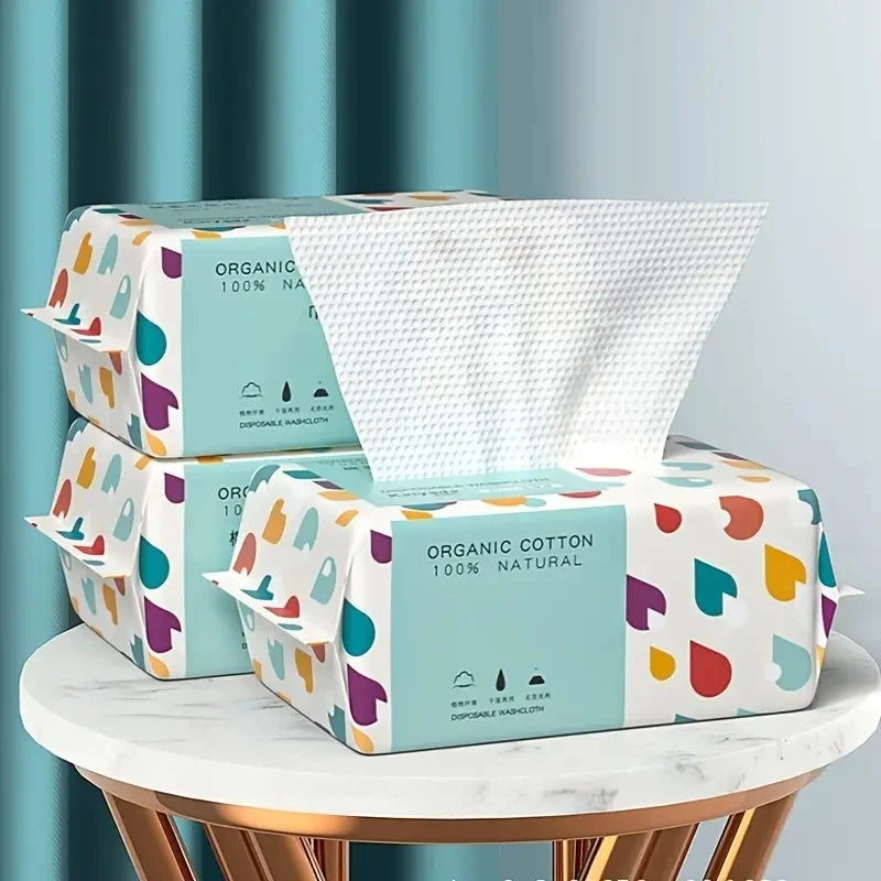Soft Thick Disposable Cotton Facial Tissues – Dry Cleansing Wipes for Makeup Removing & Skin Care