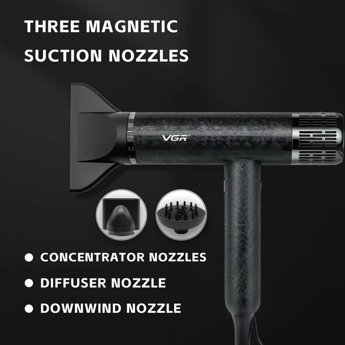 VGR Hair Dryer Professional Hot and Cold Adjustment 110000 RPM Blow Dryer Brushless Motor Hair Styling Blow Dryer Machine V-401