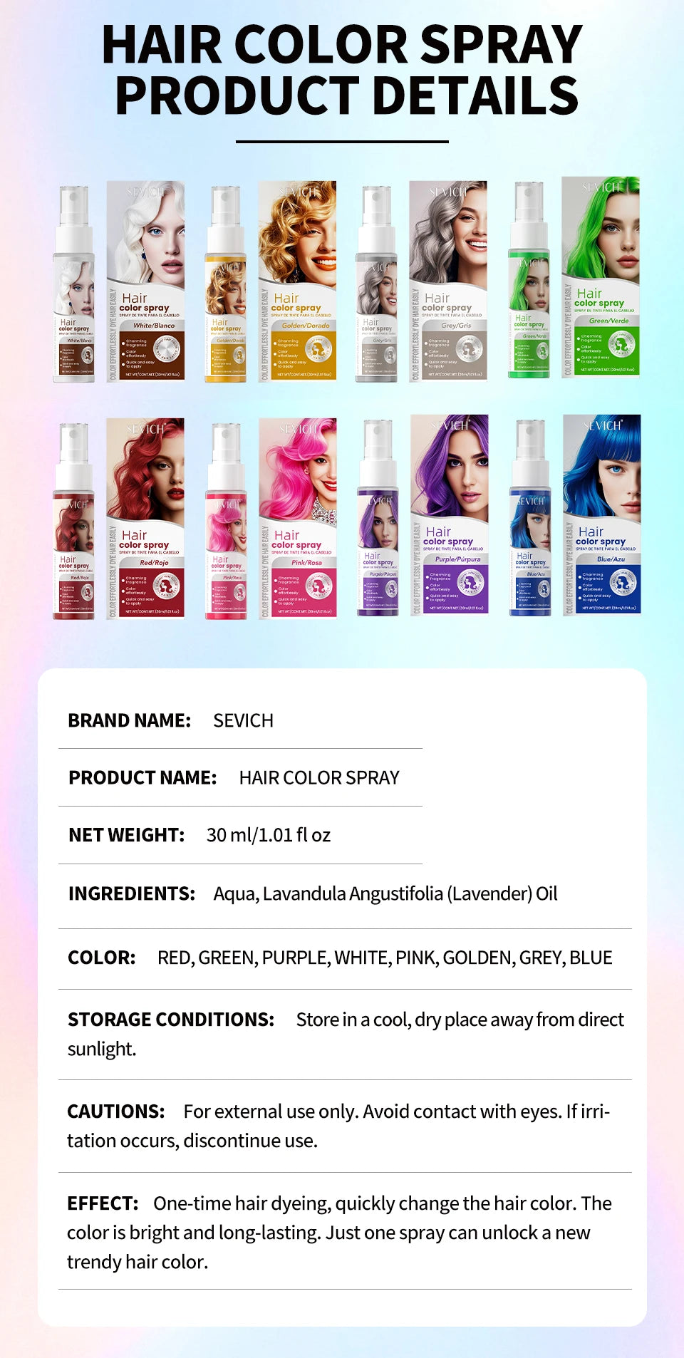 Hair Color Spray Long Lasting Hair Dye Spray Instant Hair Salon Multi Color Hair Colour Cream for Festive Party Socccer Fan Gift