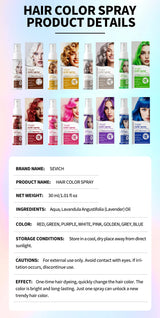 Hair Color Spray Long Lasting Hair Dye Spray Instant Hair Salon Multi Color Hair Colour Cream for Festive Party Socccer Fan Gift