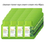 40pcs Face Skin Care Set Cherry Blossom Essence Moisturizing Cream & Collagen Eye Cream & Face Toner & Cleanser Portable Kit