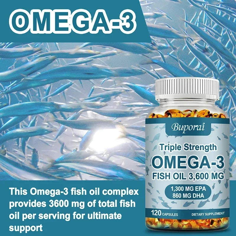 Omega 3 Fish Oil - Rich in EPA+DHA, Supports Joint, Brain and Eye Health, Enhances Immune Function, and  Antioxidant