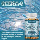 Omega 3 Fish Oil - Rich in EPA+DHA, Supports Joint, Brain and Eye Health, Enhances Immune Function, and  Antioxidant