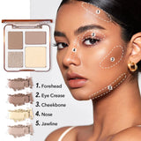 2 pcs Contouring Set - 4 color High-Gloss Contouring，Brightening Matte 3D Nose Shadow Brush，Easy To Color，Gift Set