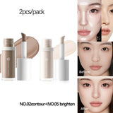 4-Color 3D Face Contour Liquid Bronzer Shade Smooth Highlight Mirror Lasting Natural Nose Shadow Waterproof Brighten Makeup