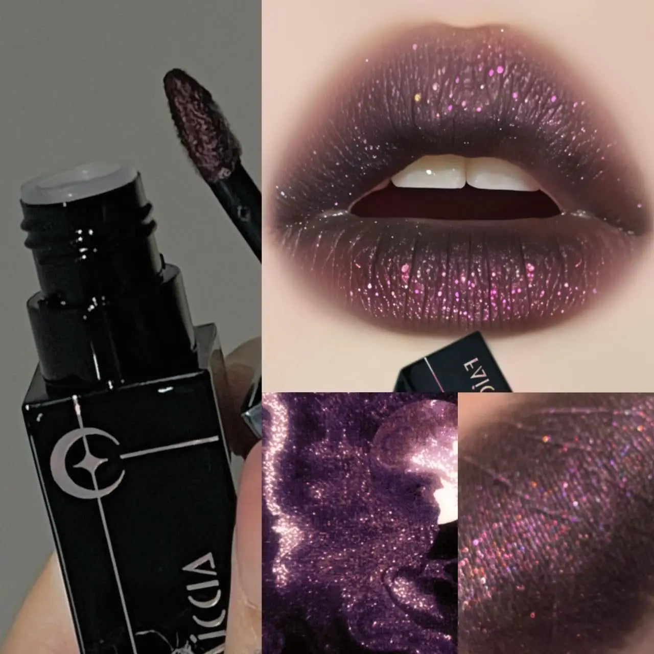 Pearlescent Polarized Green Lip Mud Gloss Fine Shimmer Lip Glaze Plumping Gothic Black Moisturizing Shiny Halloween Lips Makeup