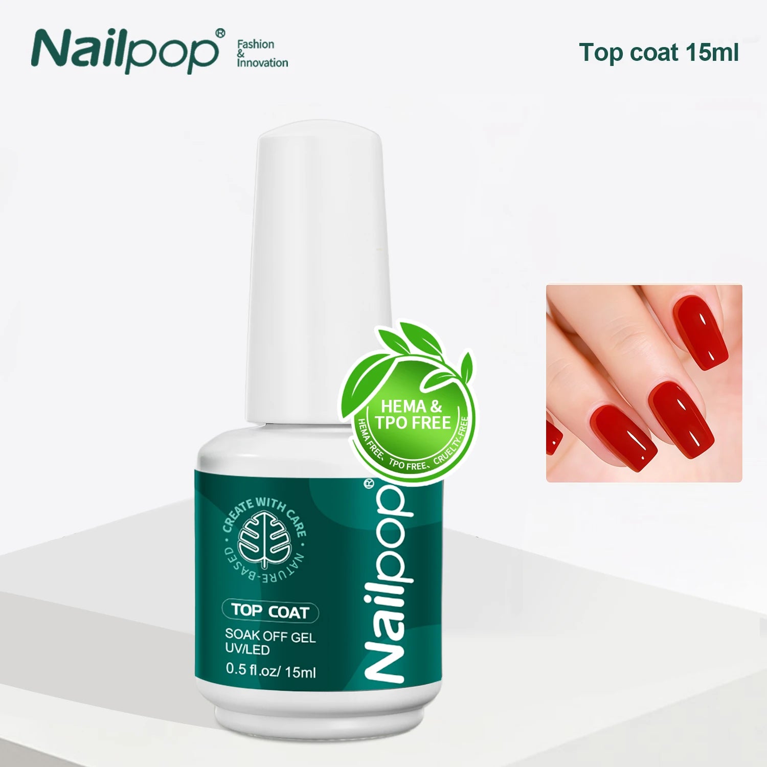 Nailpop 7 IN 1 Nail Glue Gel 15ml Gellack UV Nails Builder Gel Apex & Extension Soak off Base Gel Top Coat  HEMA FREE