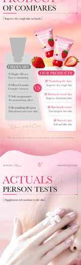Strawberry VC Hand Cream - 30g Brightening Moisturizer for Winter, Repairs Dry Cracked Skin, Lightweight Fast Absorbing Formula