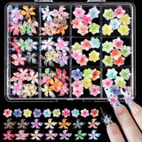 72Pcs 3D Crystal Jelly Soft Spotted Flower Nail Charms Transparent Leopard Lily Hibiscus Hawaiian Floral Nail Decor Nail Supplie