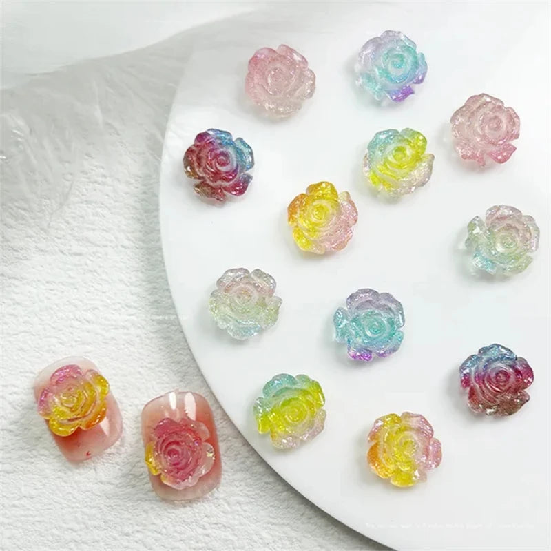 50pcs Vampire Nails Accessories Mixed Resin Ribbon Bow Camellia Tulip Heart Nail Art Charms Decorations Supplies Parts DIY Jewel