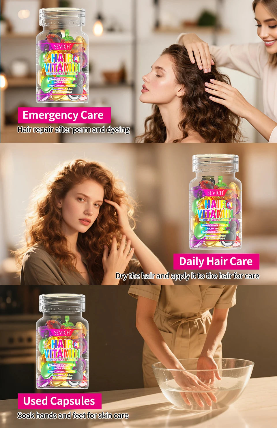 Sevich Mix Hair Vitamin Capsule Hair Treatment Oil Repair Damaged Smooth Hair Care Serum Nourishing Keratin Complex Oil