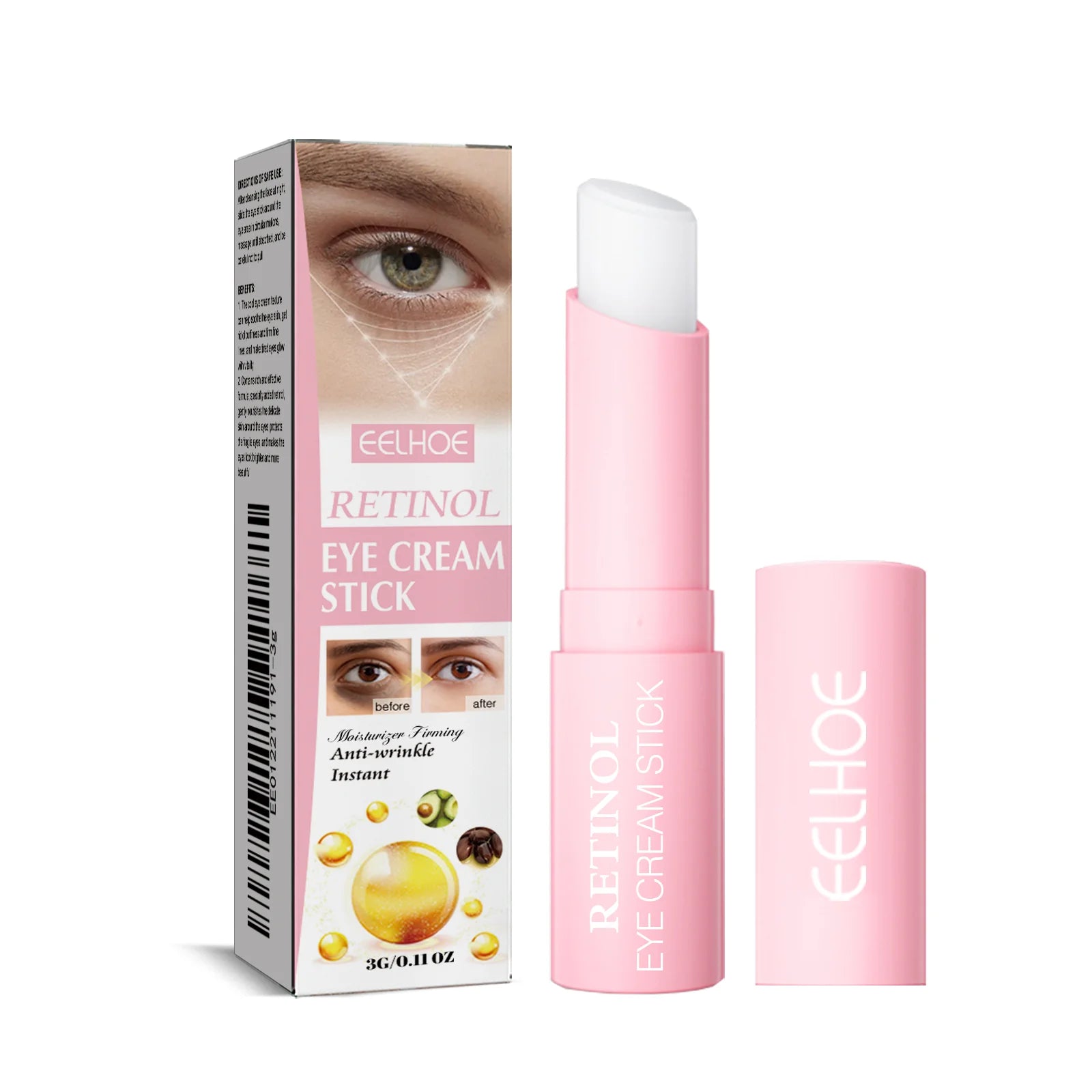 Retinol Eye Reversal Cream Stick,Mess Free&Hands Free Application,Retinol Anti Aging&Wrinkle Smoothing,Jojoba Oil Nourishing&Skin Identical,Hyaluronic Acid Plumping Hydratio&Brightens Dark Circles&Reduces Puffiness,Multi Use