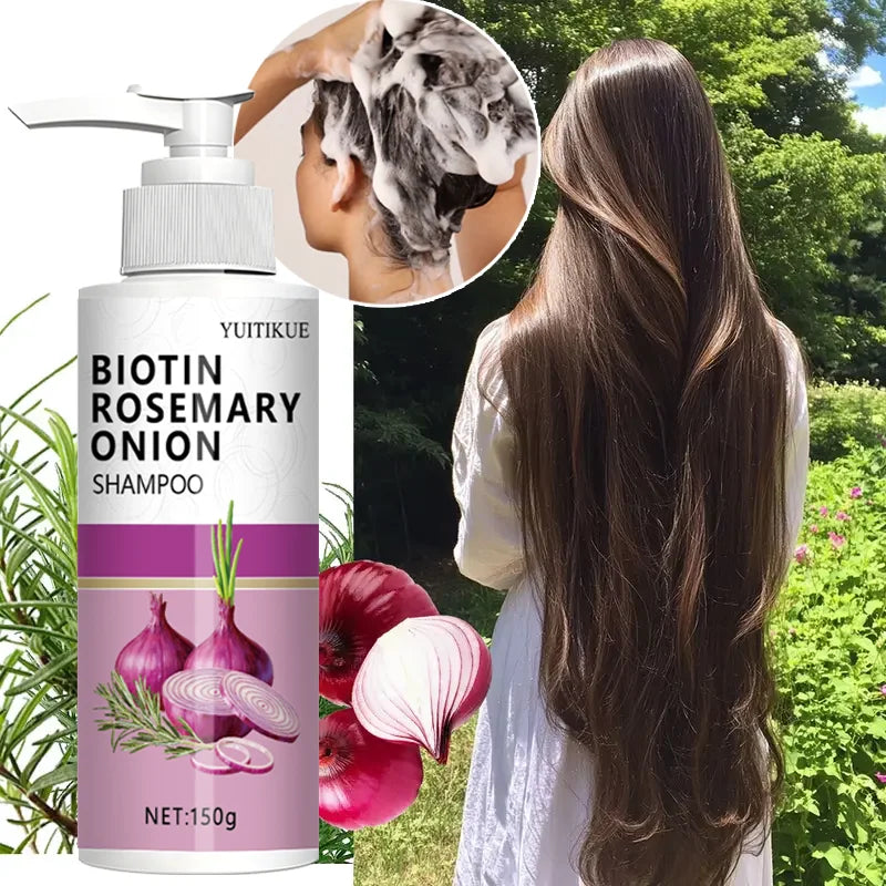 Biotin Rosemary Onion Shampoo, strengthens hair roots, moisturizes, and thickens hair care