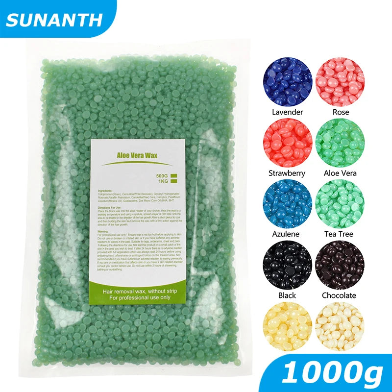 1000g 500g Waxing Wax Beans For Hair Removal Full Body Hot Film Hard Depilatory Wax Beads For Wax Heater Machine Hard Wax Beans