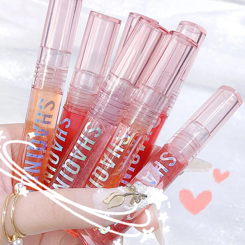 Four pack lip gloss set box, water gloss jelly lip gloss, moisturizing glass lips, not easy to stick to cup