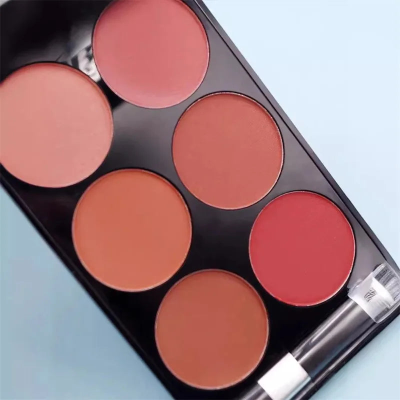 6-color Blush and Contouring All-in-one Palette Pearlescent Matte Powder Face Blusher Glitter Highlighter Blush Makeup Palette