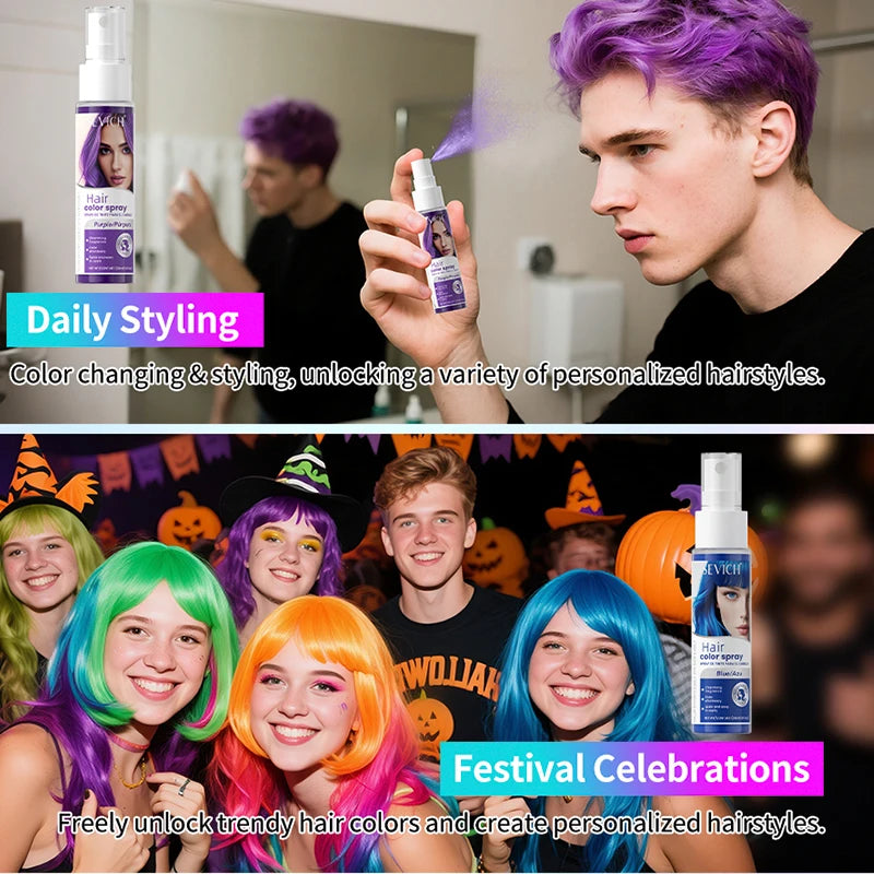 Hair Color Spray Long Lasting Hair Dye Spray Instant Hair Salon Multi Color Hair Colour Cream for Festive Party Socccer Fan Gift