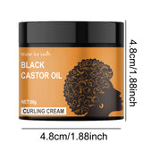 Black Castor Oil Curl Cream, Styling Curl Cream, Long-Lasting Frizz-Free Curls, Moisturizing and Elastic Styling Conditioner Suitable for Curly Hair - Suitable for All Hair Types