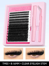 GROINNEYA Lash Clusters Kit Fluffy Individual Lashes C Curl Cluster DIY Lash Extension Kit Lash Bond and Seal Eyelash Extensions