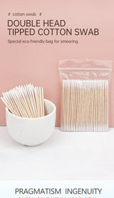 Disposable Ultra-small Double-end Wood Cotton  Swab 100pcs Lint Free Micro Brushes Eyelash Extension Glue Removing Tools