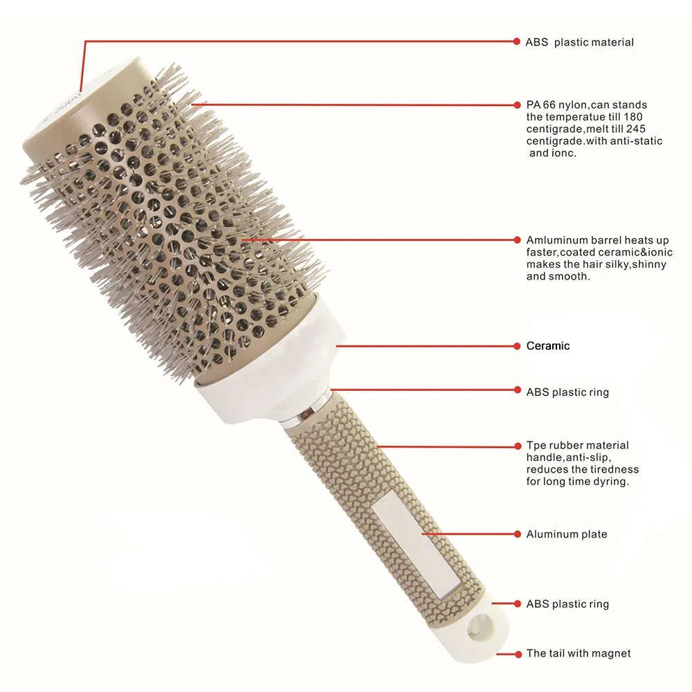 5 Sizes Round Hair Brush Set Curling Styling Brush Blow Dry Volume Comb for Long Short Thick Thin Hair Salon Home Use