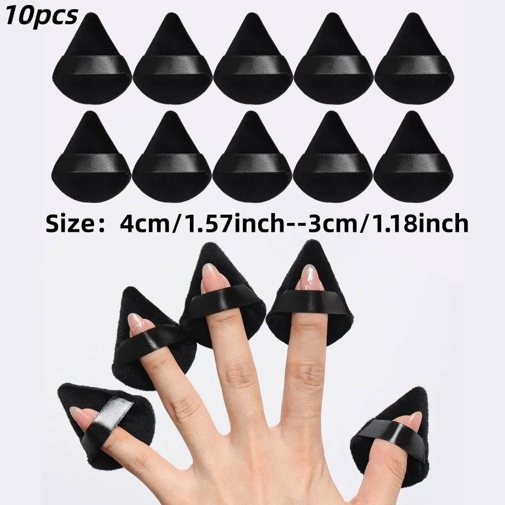10-100pcs Triangle Mini Velvet Powder Puff Foundation Face Concealer Applicator Cosmetic Finger Sponge Puff Beauty Makeup Tools