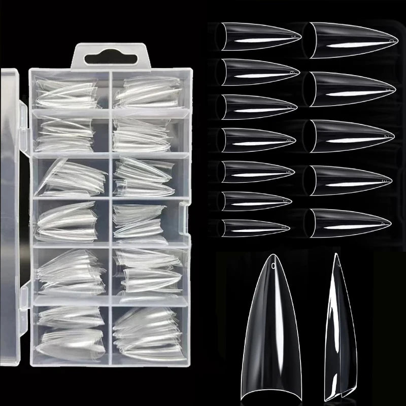 120PCS Short Nail Tips,Short Soft Gel Stiletto Nail Tips Half Cover False Nail Almond Artificial False Nail For DIY Nail Salon