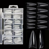120PCS Short Nail Tips,Short Soft Gel Stiletto Nail Tips Half Cover False Nail Almond Artificial False Nail For DIY Nail Salon