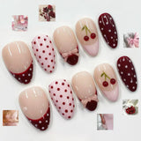 24PCS Pink Almond Press on Nails Full Cover Carved Flower 3D Ripples French Fake Nails for Women with Golden Pearl Wearable Nail