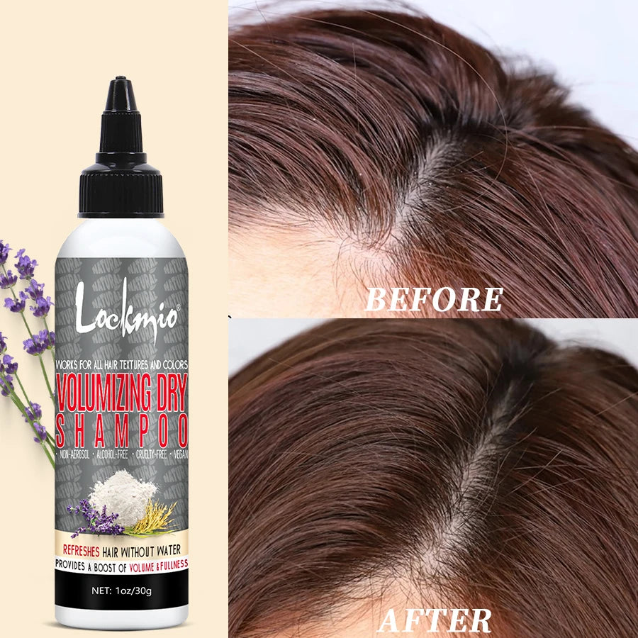 Lockmio Volumizing Natural Rice Dry Shampoo Smoothing Matte Fluffy Cleansing Refreshing Hair Absorbs Oil Powder