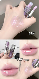 Gege Bear Glittering Mirror Lip Glaze, Watery Shimmering Light Lip Gloss Makeup 8 Colors, Hydrating Moisturizing, Long Lasting