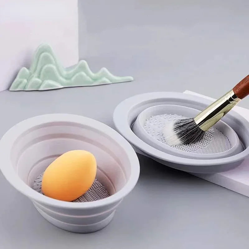 Silicone Makeup Brush Cleaner Bowl Foldable Clean Mat Cosmetic Foundation Eyeshadow Powder Brushes Cleaner Tools Makeup Supplies