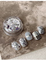 Square silver glitter nail accessories boxed, simple and sparkling, light luxury style , nail decorations