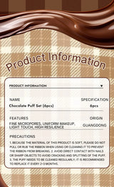 GECOMO 6 PCS Chocolate Powder Puff Set, Wet And Dry Sponge, Soft Leather Flocking Makeup Cushion